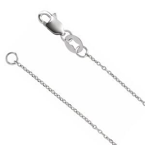 1mm 18K White Gold Diamond-Cut Solid Cable Chain Necklace, 16 Inch